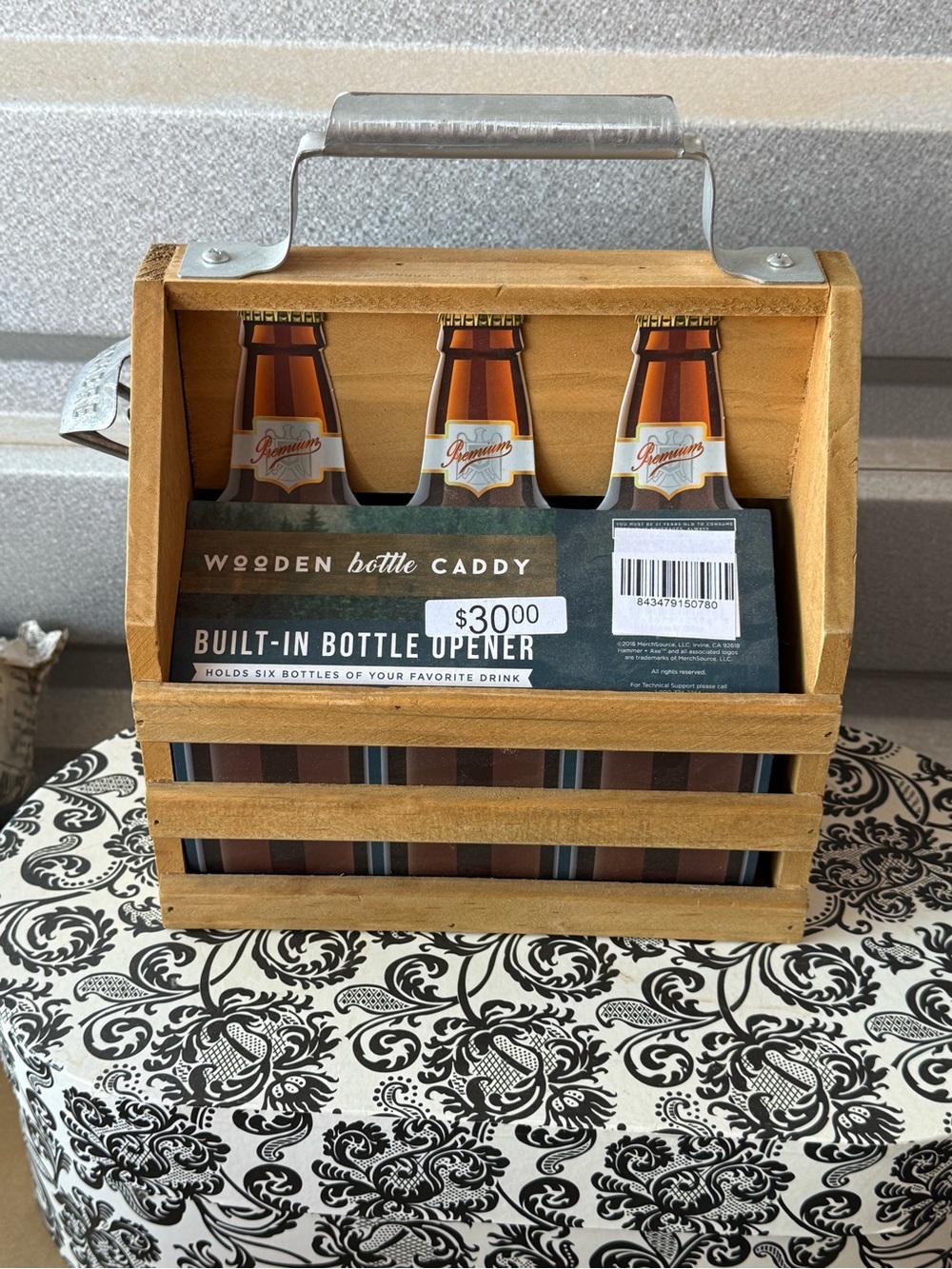 Wooden Caddy with Built-In Opener - Natural Wood - Picture 5 of 7